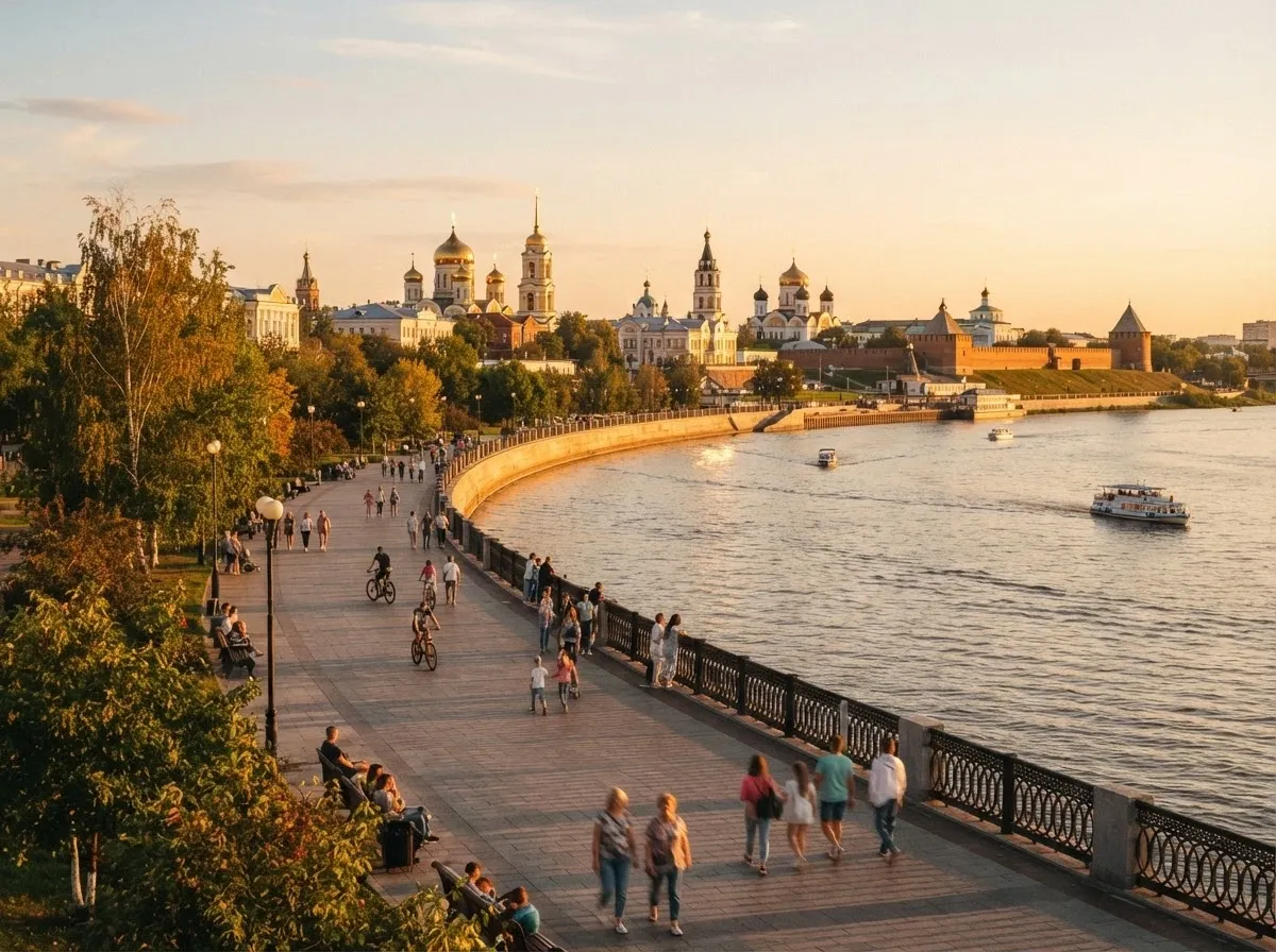 Irtysh river embankment promenade in Omsk